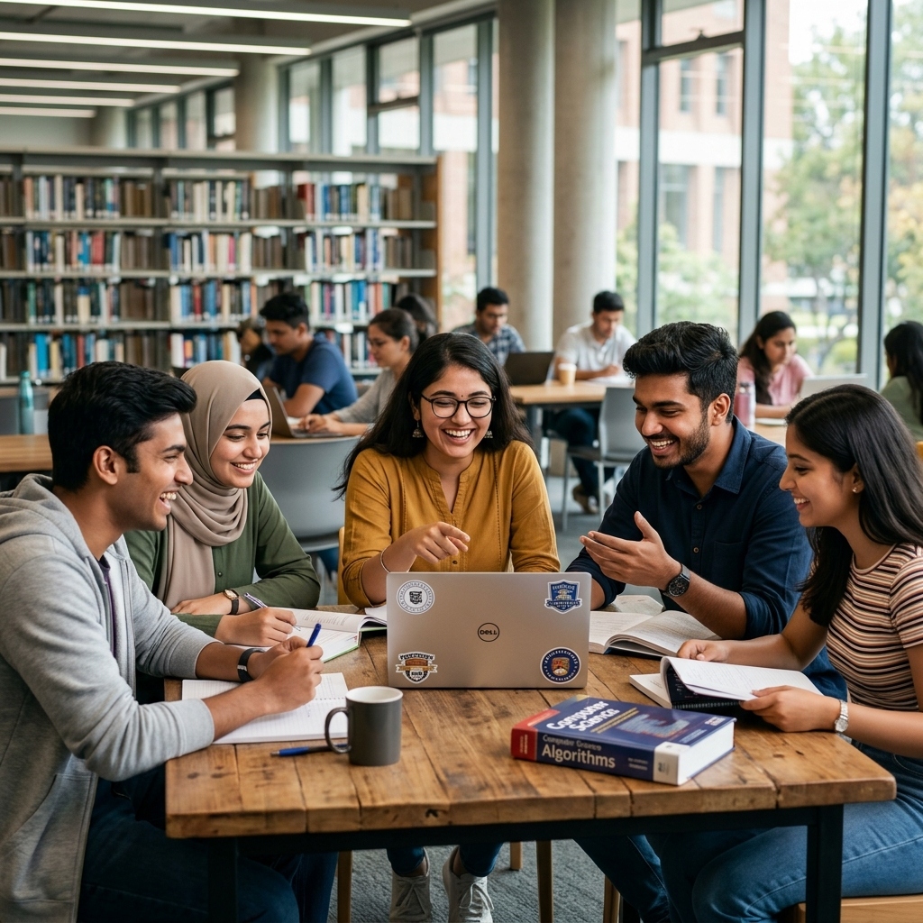 College Students Library Study